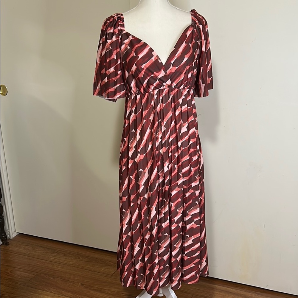 ASOS Burgundy Flutter Sleeve Sundress